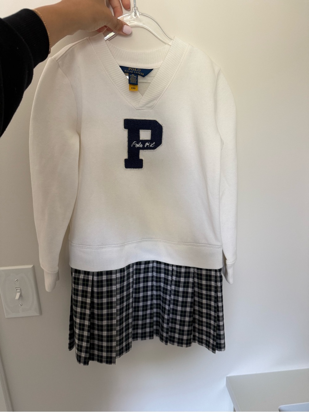 Polo by Ralph Lauren White V-Neck Dress with Navy 'P' Patch